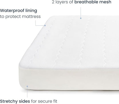HALO Breathable Crib Mattress Cover – Quilted Mesh, Waterproof, Universal Fit for Standard Crib & Toddler Beds, Easy to Change, Machine Washable