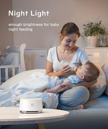 Dreamegg D1 Sound Machine Baby - White Noise Machine for Baby with Night Light, 24 High Fidelity Sounds, Timer & Memory Feature, Noise Machine with Nursery Lamps for Adults, Home, Office (White)