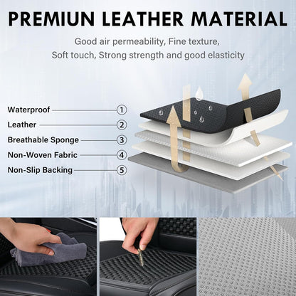 Coverado Leather Seat Covers for Car, Waterproof Car Seat Covers Full Set, 2 in 1 Conversions Car Seat Cover Protector Car Accessories Universal Fit for Most Cars SUVs and Trucks Beige
