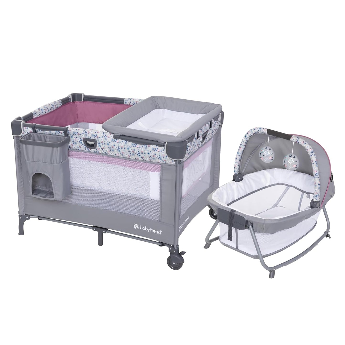 Baby Trend Nursery Den Playard with Snooze Pod and Flip Over Changer, Diamond Sage