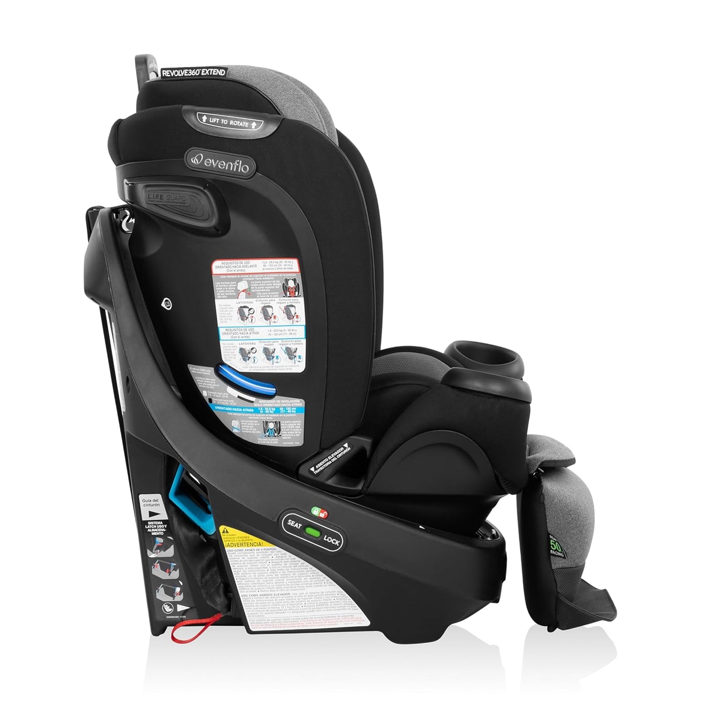 Evenflo Gold Revolve360 Extend All-in-One Rotational Car Seat with SensorSafe (Onyx Black)