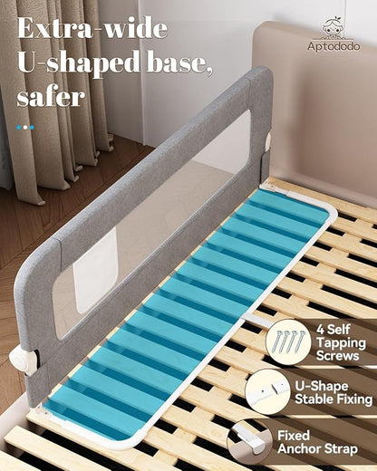 47" Upgraded Bed Rails for Toddlers with U-Shape Base, Toddler Bed Rails with More Stable and Secure,Suitable for Twin,Full,Queen Size Bed,High/Low Mattresses, Box/Platform Bed(Gray)