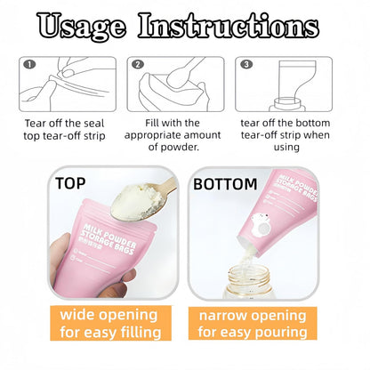 30 Pack 3.94x7.87 inch Writable Bulk Disposable Powder Bags for Travel Sample Dispenser Baby Formula Storage Container Transparent Window Portable Protein Powder Leakproof Pouches