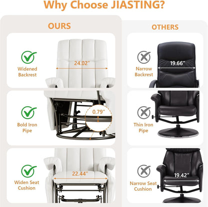 JIASTING 360° Swivel Recliner Chair with Ottoman & Double Side Pockets, Nursing Glider Rocking Recliner Chair, Gliding Chairs for Nursery, Living Room, Bedroom, Office (Gray)