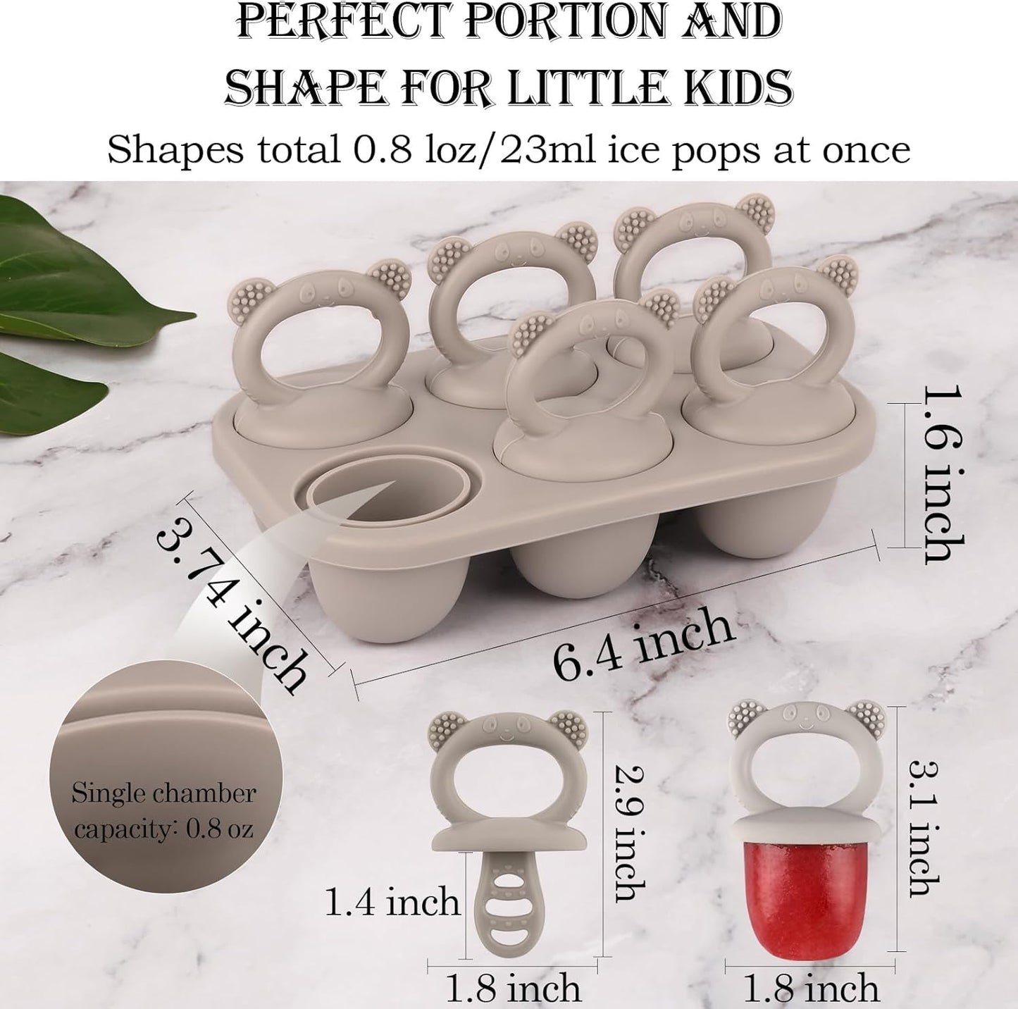 WMKGG Baby Popsicle Molds, Breastmilk Popsicle Molds for Teething Relief with Sticks, Baby Food Freezer Tray, Storage Container for Homemade Food(Grey)