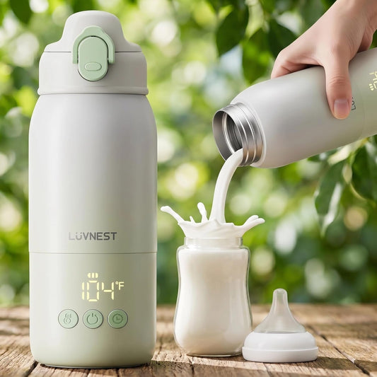 Portable Bottle Warmer for Travel, 3-Min Fast Heating Baby Bottle Warmer for Breastmilk & Formula, 12oz Rechargeable Milk Warmer with 6 Temp Settings, USB-C for Car, Airplane & Outdoor