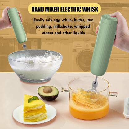Hand Mixer with Whisk and Forther Wand,Electric Whisk, Milk Frother, Hand Held Mixers,Cordless Hand Mixer, Whisks for Cooking, Mini Mixer,Stirrers Electric,Food Chopper, Baby Food Maker,4-Speed, 10Oz