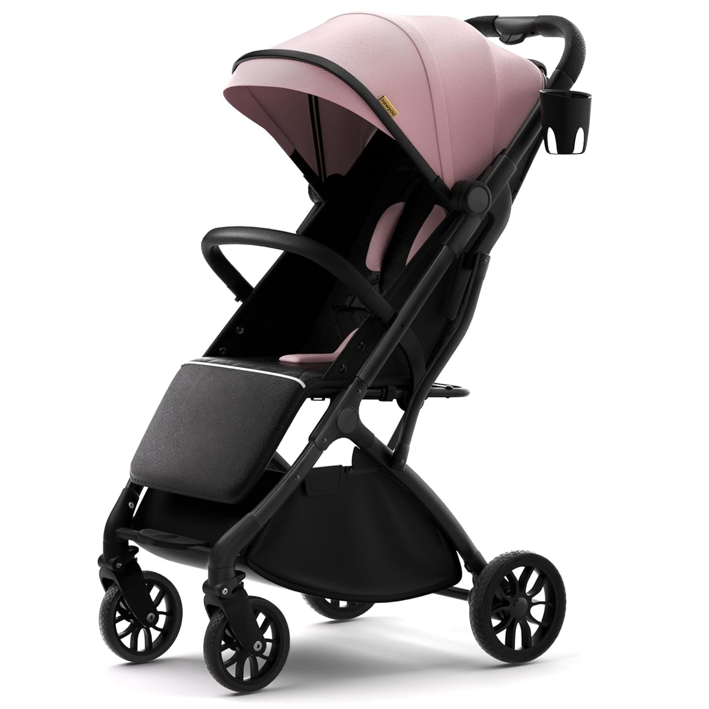 newyoo GlideTow TR18M Compact Travel Stroller for Infant, Lightweight Foldable Baby Stroller with Luggage Handle & Cup Holder, One-Hand Easy Fold, Near Lay Flat Recline Seat, Green