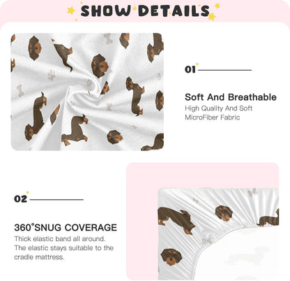 Fitted Crib Sheets White Bears with Clouds Stretchy Portable Playard Sheets for Baby Toddler, Breathable Soft Mini Crib Mattress 39 x 27 in for Boys and Girls