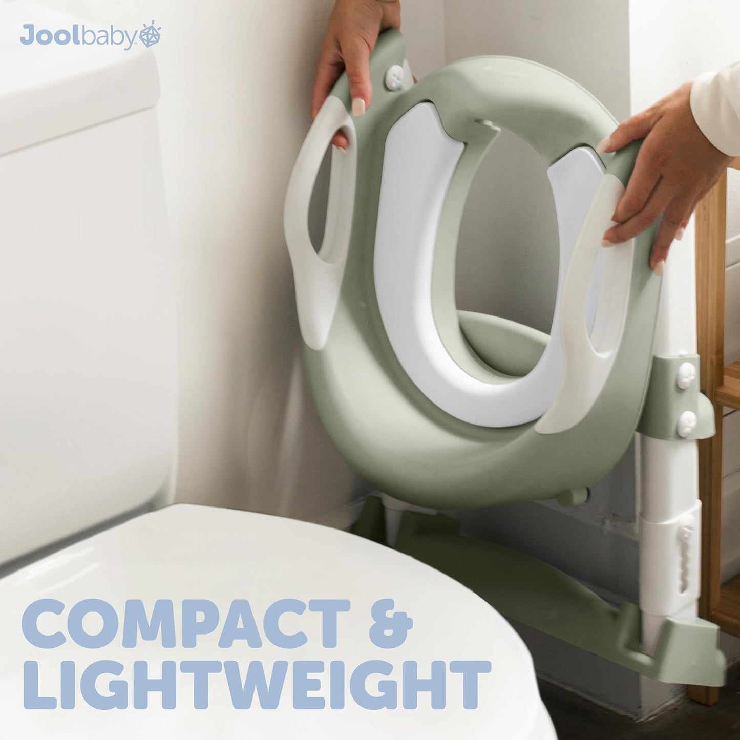 Jool Baby Potty Training Seat with 2 Step Ladder for Toddlers - Splash Guard, Adjustable Height (Gray)