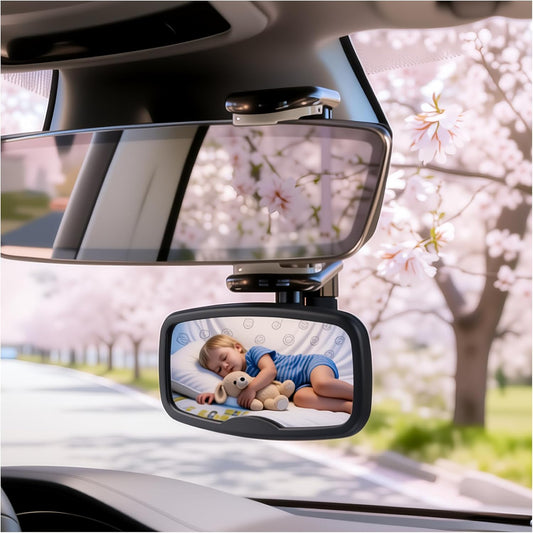 New Clip on Car Mirror for Baby,Clear Baby Mirror for Car with Adjustable Clip Head & 360° Adjustable Mirrors,Universal Cars Interior Accessories Mirrors for Babies in Cars