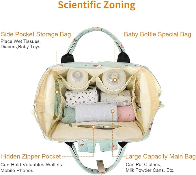 Diaper Bags Backpack for Mom Dad Baby Care Bag Maternity Nappy Bags for Boys Girls Large Green Pañaleras para bebe Baby Changing Bag Large Capacity Waterproof Multifunction Travel Backpack