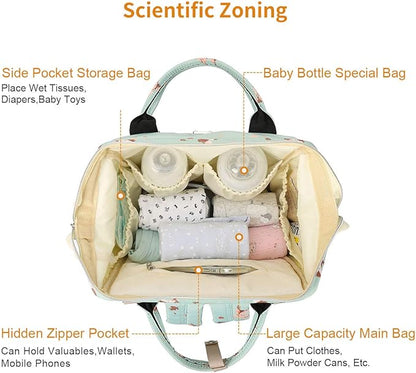 Diaper Bags Backpack for Mom Dad Baby Care Bag Maternity Nappy Bags for Boys Girls Large Green Pañaleras para bebe Baby Changing Bag Large Capacity Waterproof Multifunction Travel Backpack