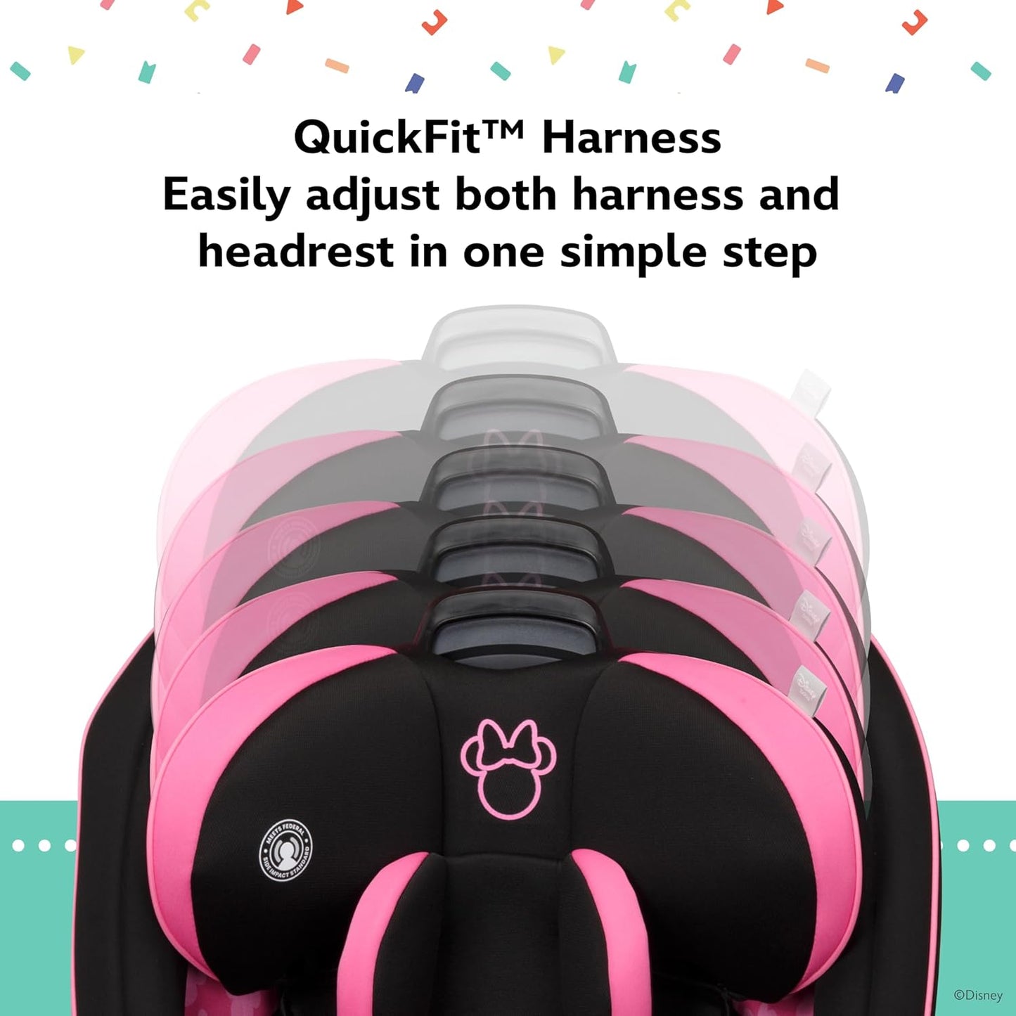 Disney Grow and Go Convertible Car Seat, Rear Facing 5-40 pounds, Forward Facing 30-65 pounds, Booster 40-100 lbs, Convert from Infant to Toddler, Mickey Sprinkle