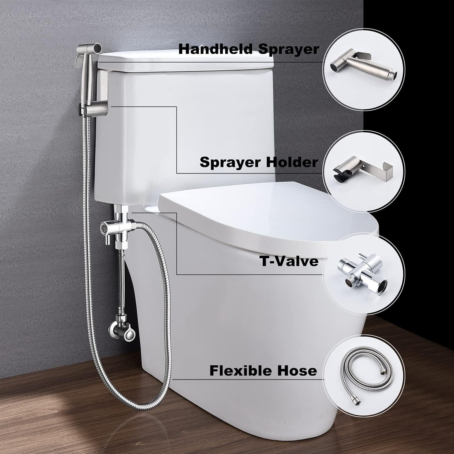 Bidet Sprayer for Toilet & Cloth Diaper Cleaning: Handheld, Adjustable &
