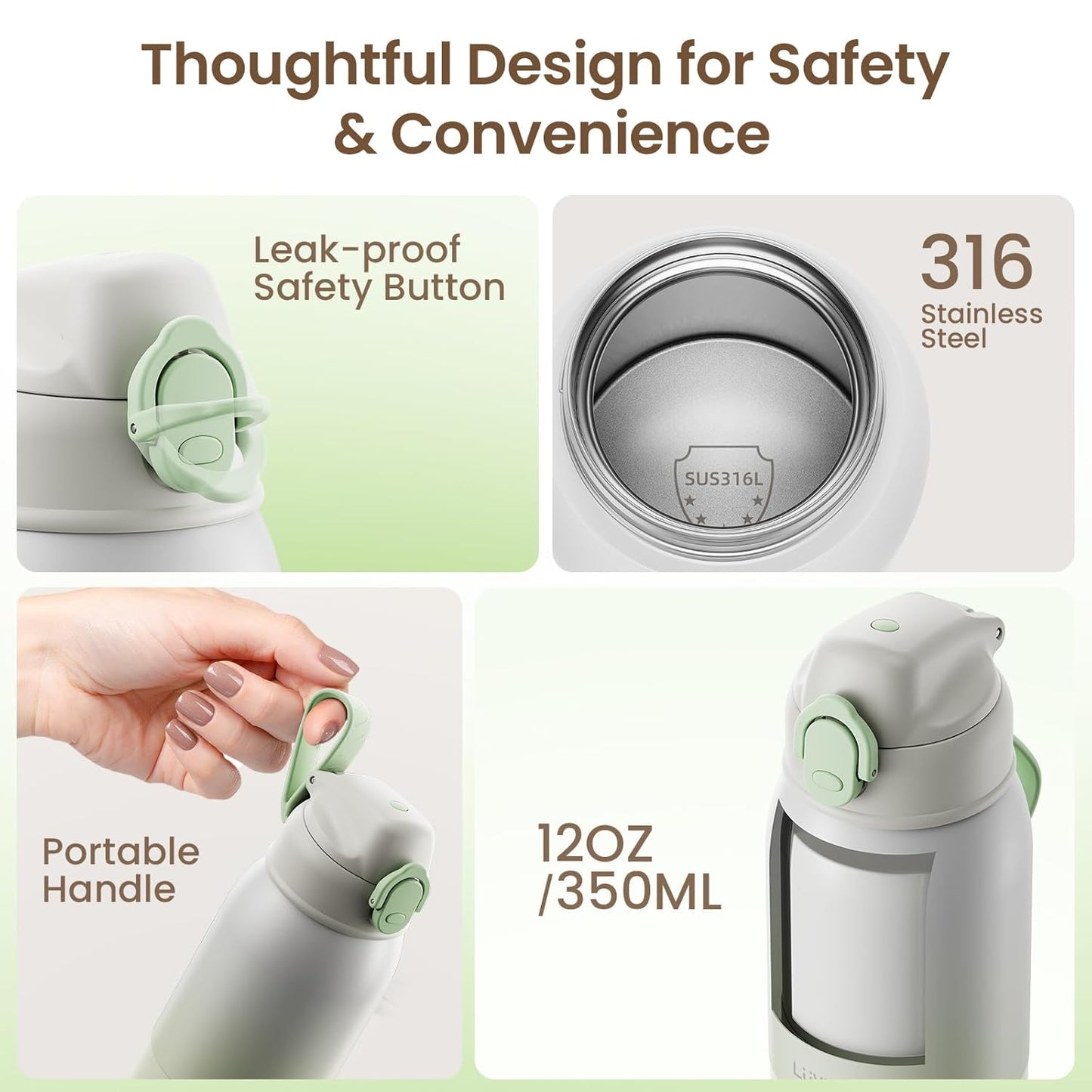 Portable Bottle Warmer for Travel, 3-Min Fast Heating Baby Bottle Warmer for Breastmilk & Formula, 12oz Rechargeable Milk Warmer with 6 Temp Settings, USB-C for Car, Airplane & Outdoor