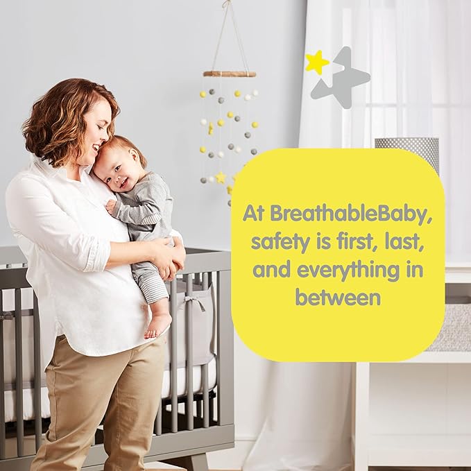 BreathableBaby Breathable Mesh Liner for Full-Size Cribs, Classic 3mm Mesh, Gray Chevron (Size 4FS Covers 3 or 4 Sides)
