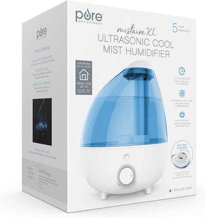 Pure Enrichment MistAire Ultrasonic Cool Mist Humidifier - Quiet Air Humidifier for Bedroom, Nursery, Office, & Indoor Plants - Lasts Up To 25 Hours