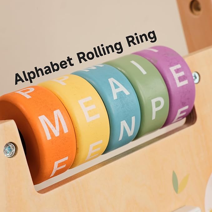Wooden Baby Walker with Wheels,Adjustable Speed Baby Push Walker for Boys and Girls,Montessori Activity Center Walking Toys for 1 Year Old Learning to Walk,First Birthday Gift