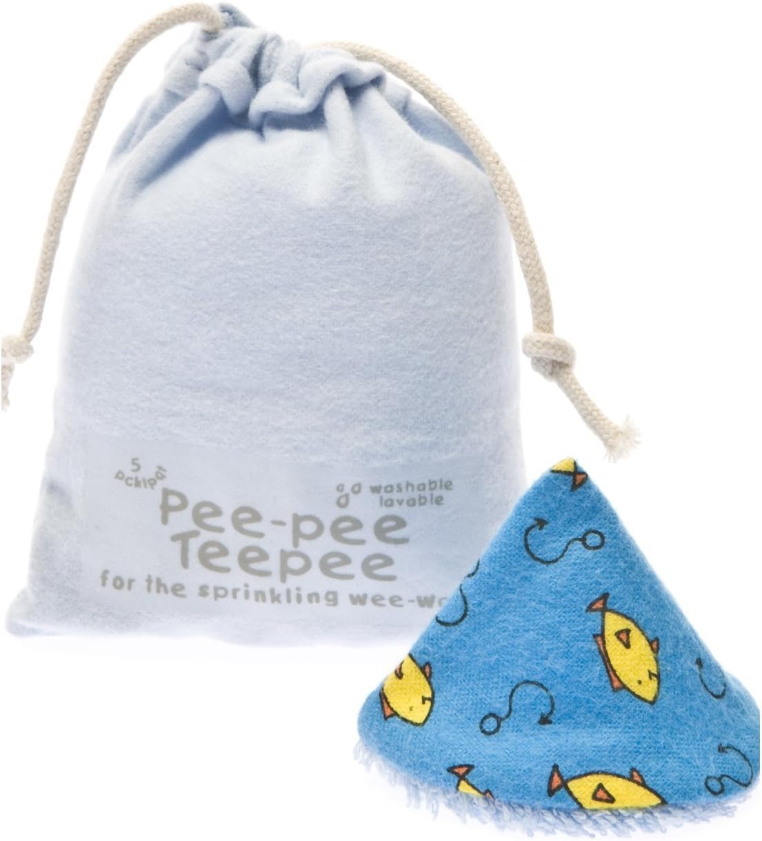 Beba Bean - Pee Pee Teepee for Baby Boy - Reusable & Washable Pee Shield for Diaper Changing - Baby Shower Gifts for Boys - Li’l Monkey Cotton Cloth - Laundry Bag - Set of 5 Covers
