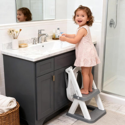 Potty Training Seat, SKYROKU Upgrade Toddler Toilet Seat for Kids Boys Girls, 2 in 1 Potty Training Toilet, Splash Guard Anti-Slip Pad Step Stool,New Sector-Shape Stabilized Base (8899+Grey)