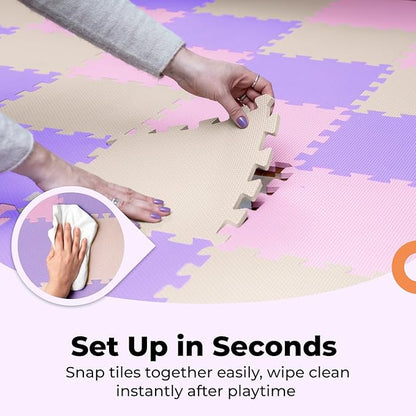 MioTetto Baby Play Mat, Comfortable Playtime Mat – Portable Foam Floor Tiles, Safe Baby mat for Floor for Crawling & Development, Soft Play mat for Babies, Stylish Interlocking Foam Tiles