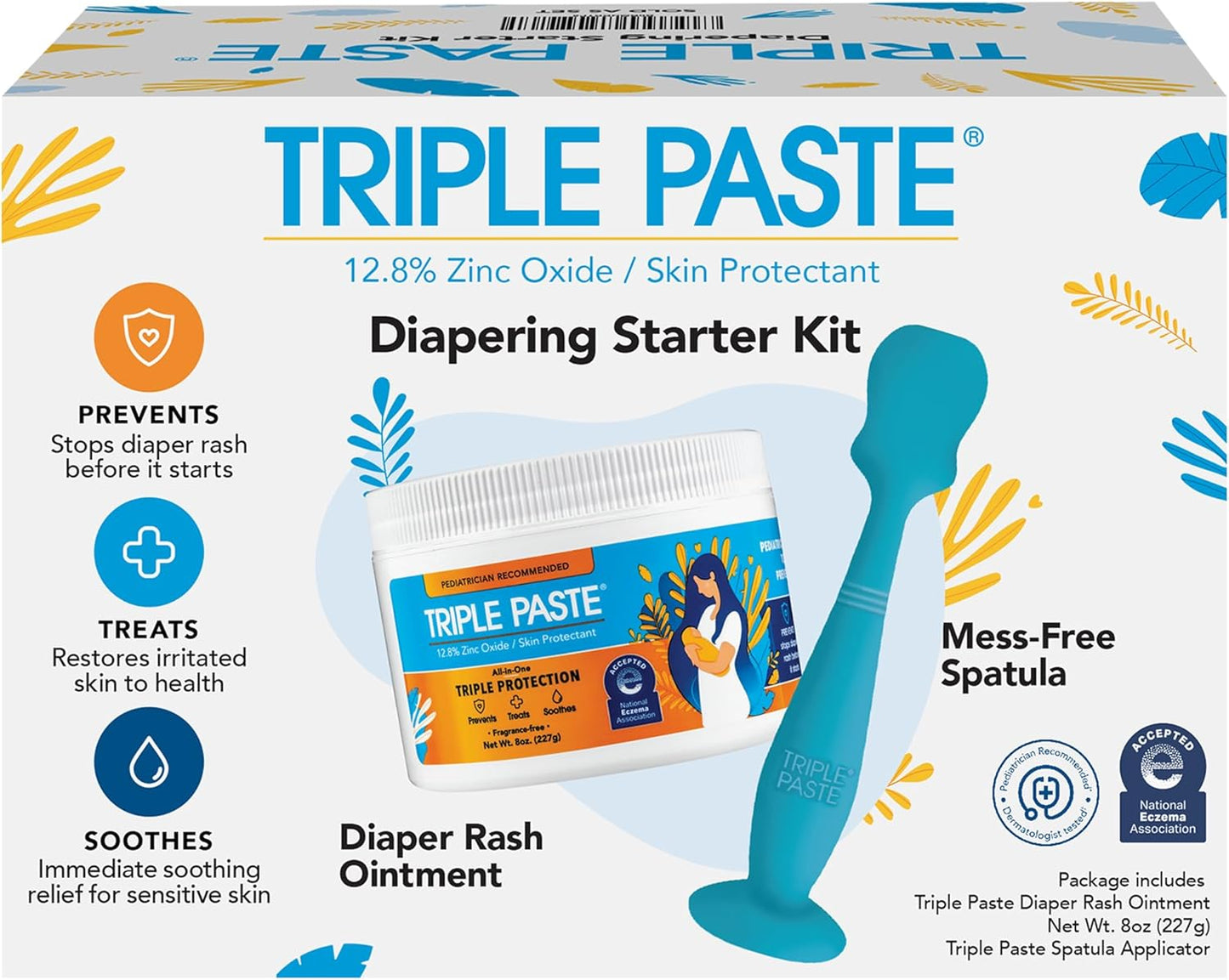 Triple Paste Diaper Rash Cream for Baby - 8 Oz Tub – Zinc Oxide Ointment Treats, Soothes & Prevents Diaper Rash, Pediatrician-Recommended Hypoallergenic Formula, Baby Essentials for Daily & Overnight