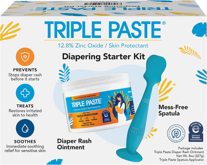 Triple Paste Diaper Rash Cream for Baby - 8 Oz Tub – Zinc Oxide Ointment Treats, Soothes & Prevents Diaper Rash, Pediatrician-Recommended Hypoallergenic Formula, Baby Essentials for Daily & Overnight