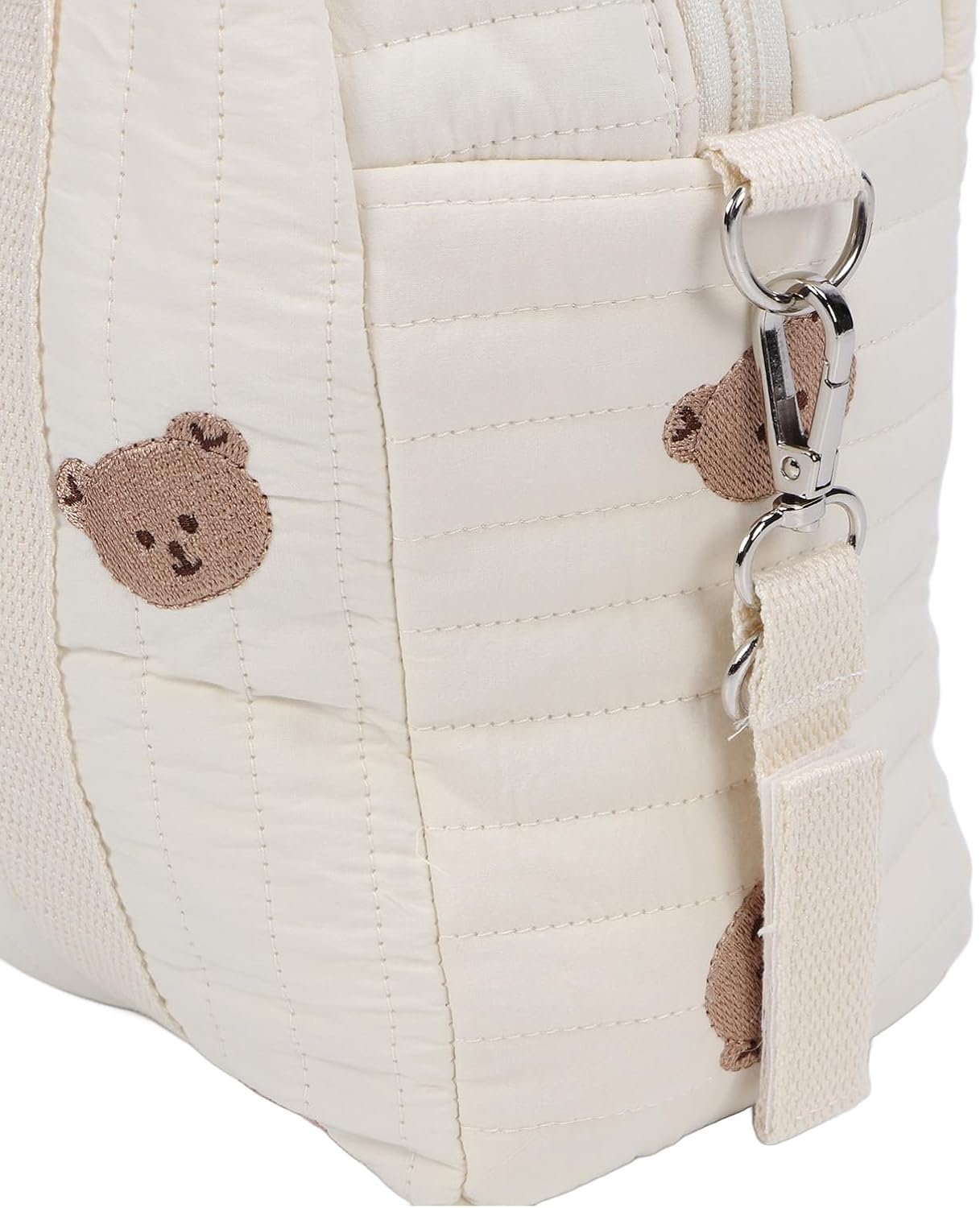 Focket Baby Stroller Organizer, Universal Large Space Baby Diaper Bag with Zipper, Embroidery Mom Handbag Stroller Accessories Storage Bag for Diaper, Phone, Keys, Toys29X26X12CM