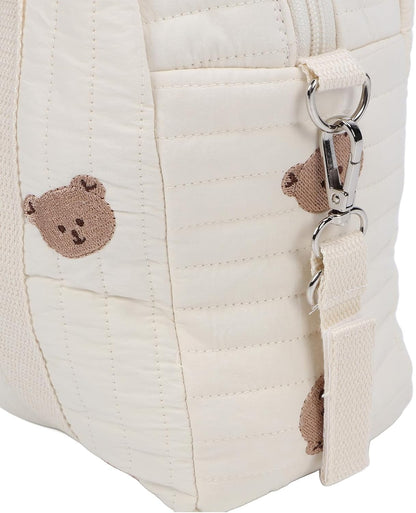 Focket Baby Stroller Organizer, Universal Large Space Baby Diaper Bag with Zipper, Embroidery Mom Handbag Stroller Accessories Storage Bag for Diaper, Phone, Keys, Toys29X26X12CM