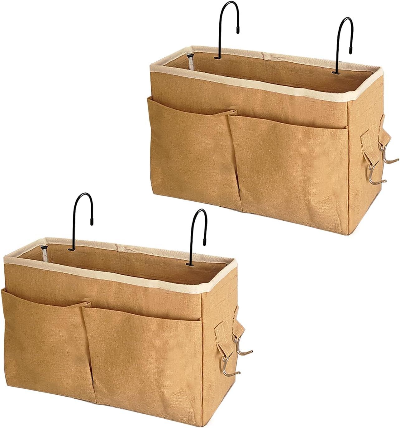 Bedside Caddy Organizer/Bedside Hanging Storage Bag Multi-Function Caddy for Bunk bed Hospital Beds Dorm Bed Rails, Holders Books Glasses Phones Magazine(White)