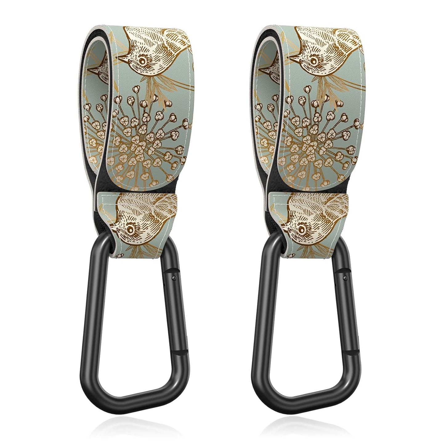 Baby Stroller Hooks for Hanging Bags, Universal Stroller Clips Accessories, Mommy Hook for Diaper Bag, Shopping Cart, Purse, Backpack - 2 Pack, Abstract Leaf