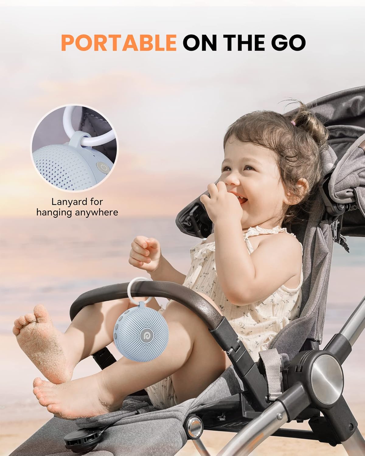 Dreamegg Portable Noise Machine for Baby Adult, Features Powerful Battery, 21 Soothing Sound, Noise Canceling for Office & Sleeping, Sound Therapy for Home, Travel, Registry Gift, Classic White