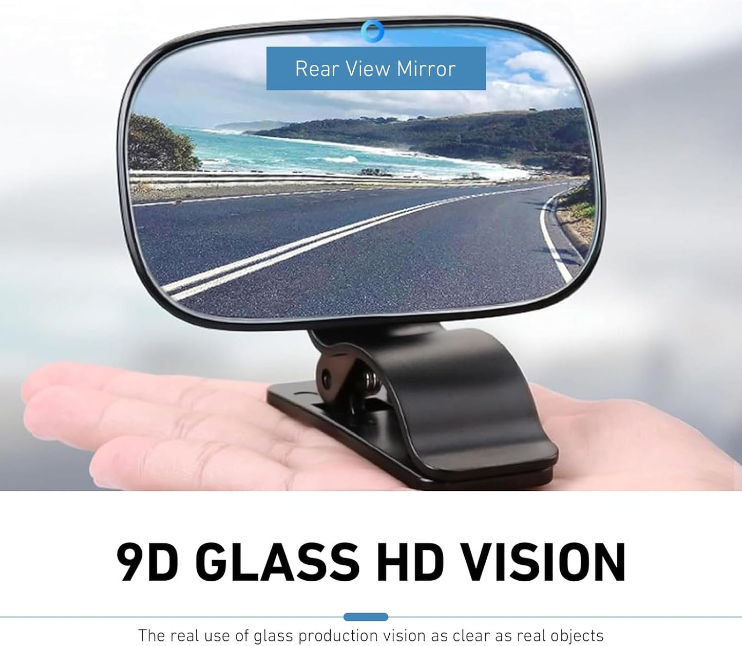 Car Mirror for Baby, Multi-functional Convex HD Wide-angle Rear View Mirror, Clip On 360 Degrees Adjustable Observation Auxiliary Tool, Universal for Most Vehicles (Black)