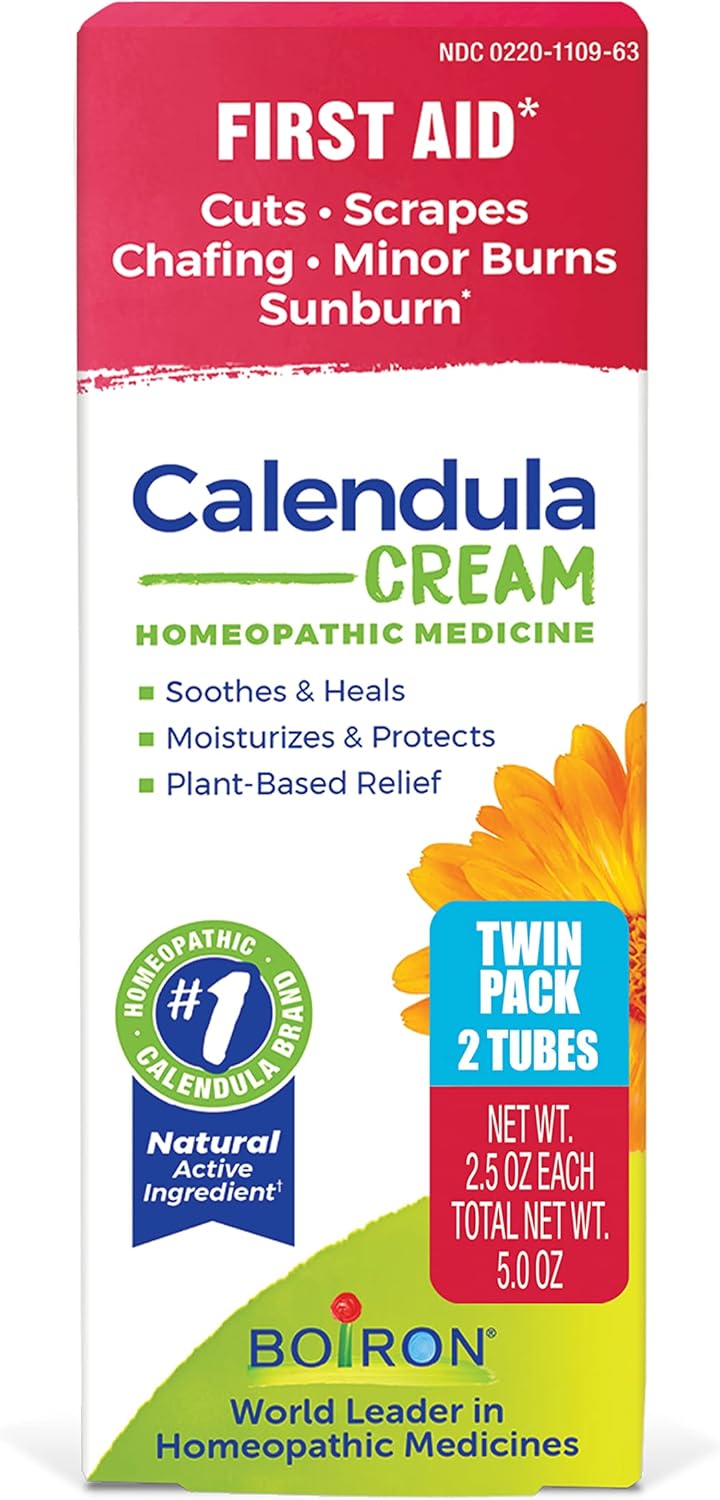 Boiron Calendula Cream for First Aid, Minor Burns, Cuts, Scrapes, Insect Bits and Sunburn - 2.5 oz