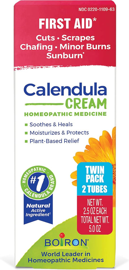 Boiron Calendula Cream for First Aid, Minor Burns, Cuts, Scrapes, Insect Bits and Sunburn - 2.5 oz