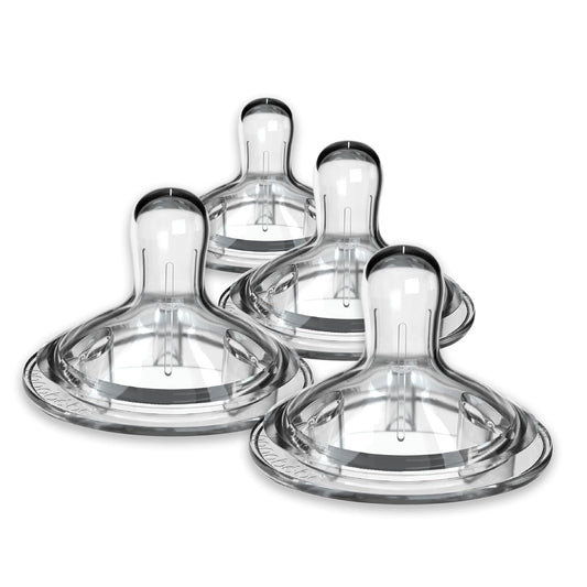 Nanobebe Nipples Baby Bottle Nipples, Silicone Nipple, Triple Vented, Ready to Use, 4-Pack, Y Cut