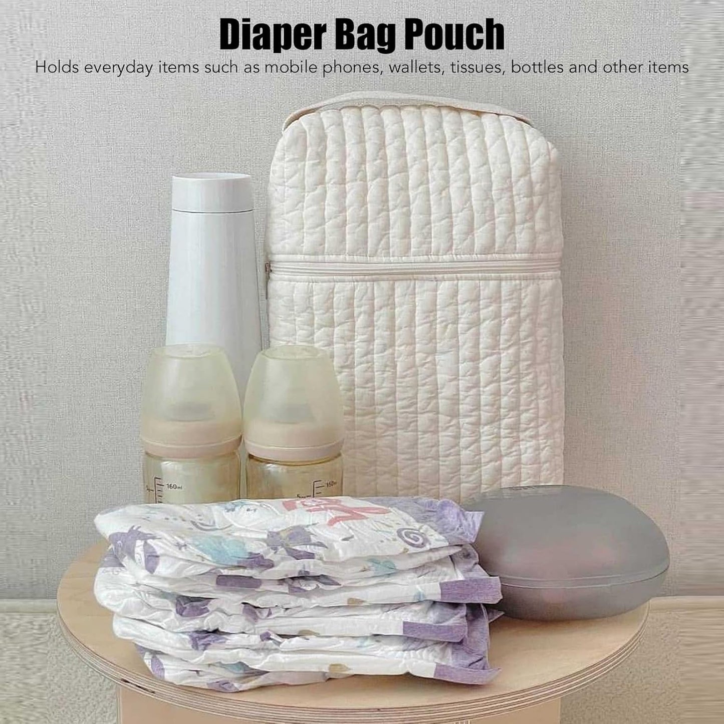 Bnineteenteam Diaper Bag Organizing Pouches,Portable Handheld Large Capacity Cotton Diaper Storage Bag Pouch