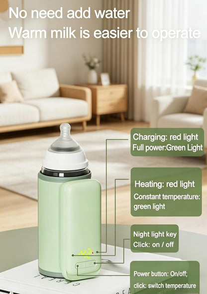 Bottle Warmer on the go for Travel.Portable Baby Bottle Warmer with 6-Level Temperature Display and Night Light Illumination.