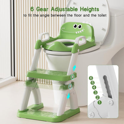 Potty Training Seat, Toddler Toilet Seat for Kids Boys Girls, 2 in 1 Potty Training Toilet for Kids, Splash Guard Anti-Slip Pad Step Stool, Adjust High Potty Chair for Toddler Kid Boys Girls