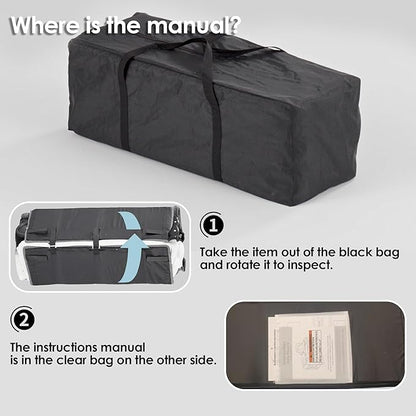 Kinder King 4 in 1 Foldable Pack and Play with Bassinet & Changing Table, Portable Playard for Babies and Toddlers, Adjustable Canopy, Storage Bag, Black
