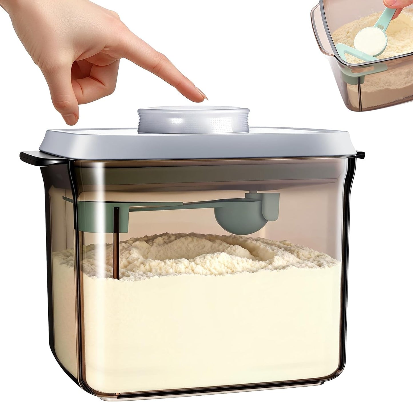 Formula Container 1000ml Food Storage Containers Airtight Formula Dispenser with Pop Lid Kitchen Pantry Organizer, Brown