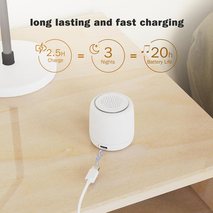 2-Pack Sync Stereo, Paussion Portable Mini Noise White Sleep Sound Machine for Adults Kids Baby 25 Soothing Songs, Auto Timer, Perfect for Travel, Home, Office Privacy