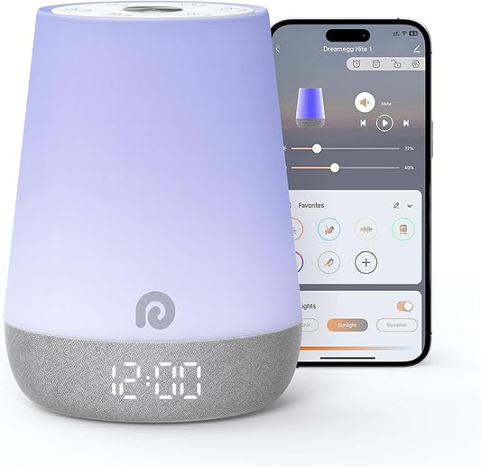 Dreamegg Nite 1 - Baby Sound Machine, Sleep Trainer, Night Light for Kids, Ok to Wake Alarm Clock, 34 Soothing Sounds, App Control, White Noise Sound Machine for Baby Kids Toddler Nursery(Cozy Xmas)