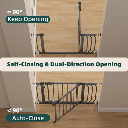 Elevon Wide Adjustable Dog Gate, 29.1-38.5 Inch Width, 30 Inch Tall Pressure Mount Pet Barrier for Stairs & Doorways, Grey