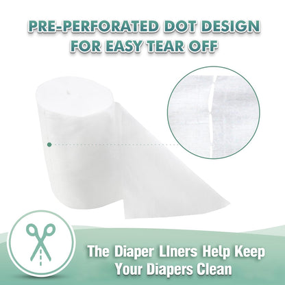 wegreeco Unscented Diaper Liners - Fragance Free and Chlorine Free Cloth Diaper Liners - 100 Sheets Per Roll (5 Roll)