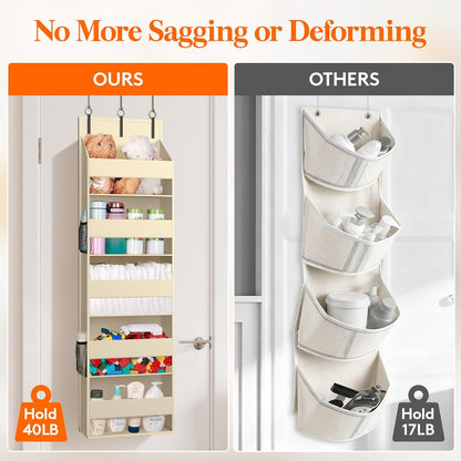 Lifewit 1 Pack Over the Door Organizer, 5 Section Clear Window Hanging Storage with 4 Side Pockets, Sturdy Anti Tilt 40 lbs Load Behind Door for Closet, Bedroom, Bathroom, Nursery, Dorm, Gray