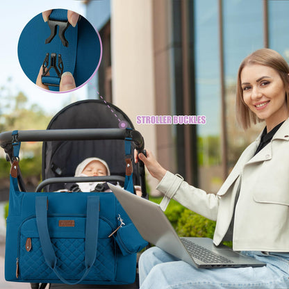 Tuwubi Diaper Bag Tote,Baby Diaper Bag with Pacifier Case Large Travel Diaper Tote Caddy for Mom and Dad Multifunction Large Baby Bag - M-Pink