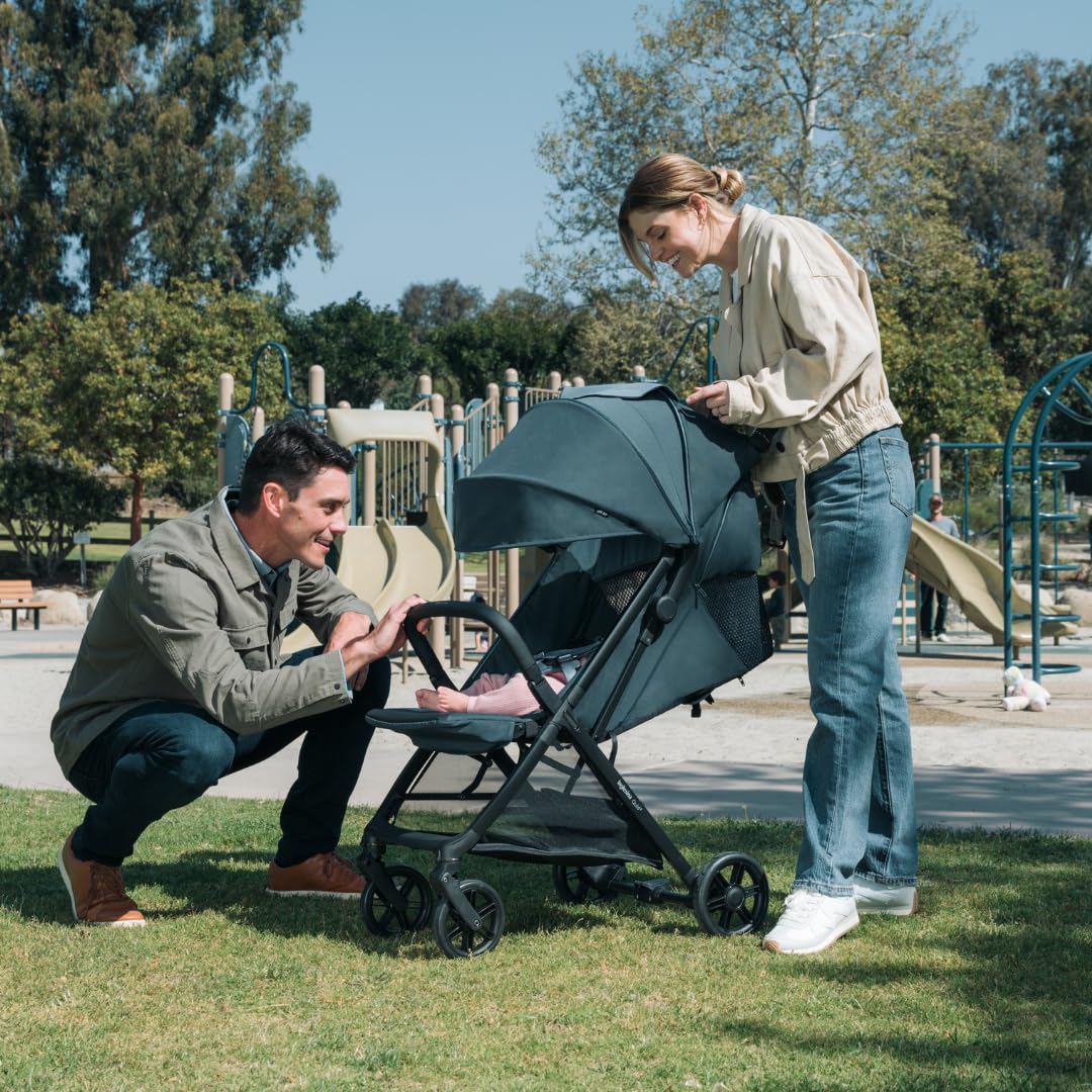 Inglesina Quid³ Lightweight Compact Travel Stroller for Baby & Toddler 0-55 lbs – One-Hand Fold, Reclining Seat, Airline Approved, Car Seat Compatible, UPF 50+ Canopy – Cosmic Black