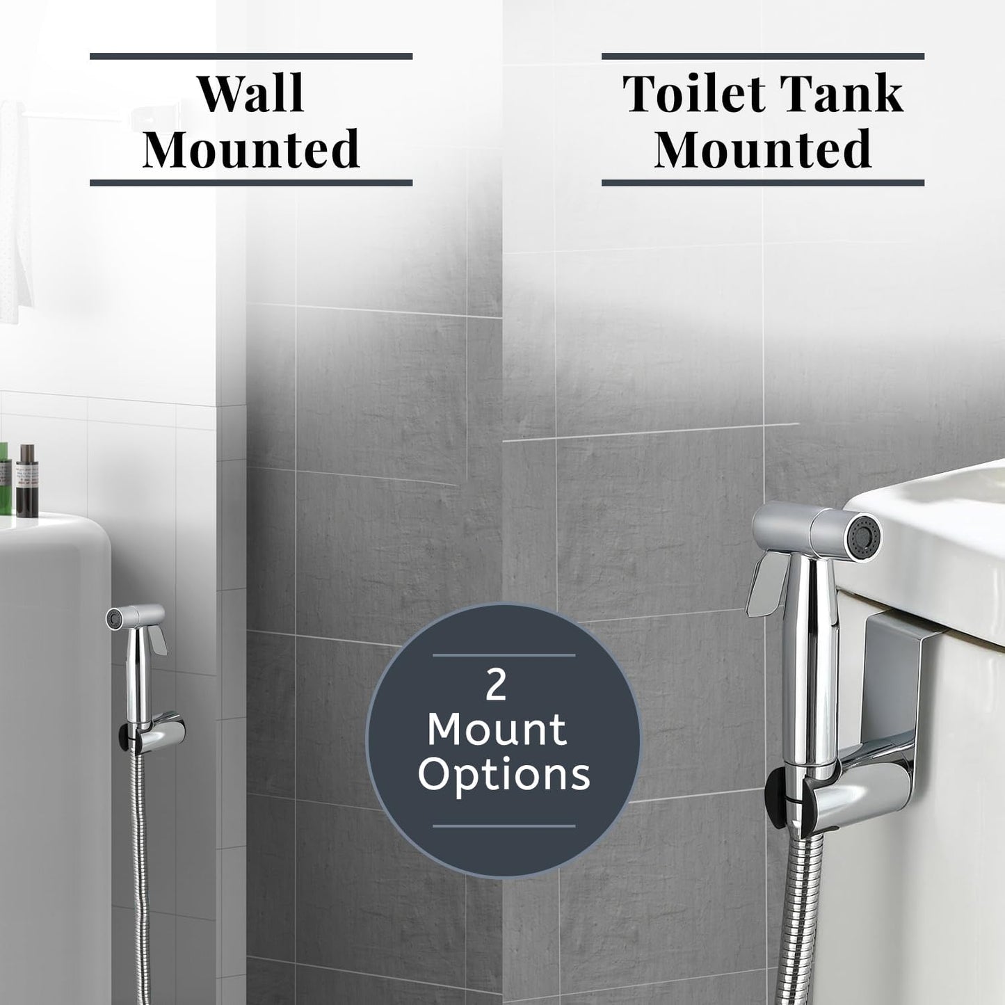 Bidet Sprayer – Handheld Jet Spray for Attachment Toilet, Adjustable Water Pressure Toilet Muslim Shower Easy to Install - Stainless Steel, with Bidet Hose for Feminine Wash